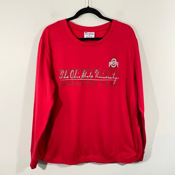 Champion Women Red Ohio State University Buckeyes Fleece Lined Sweatshirt Sz XL - Picture 1 of 9